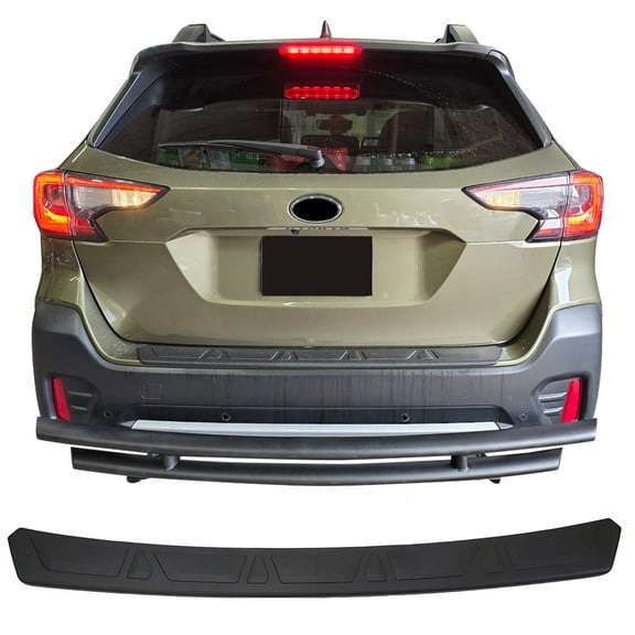 Ikon Motorsports Rear Bumper Sill Cover Protector Step Plate Pad Guard For 2020-2025 Subaru Outback OE Style Black PP Polypropylene E771SFN000