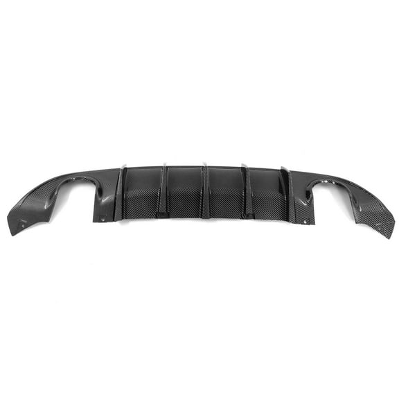 Ikon Motorsports Rear Diffuser Compatible with 15-23 Dodge Charger IKON V1 Style Carbon Fiber Print PP Rear Bumper Diffuser Lip With 5 Shark Fins - 2PCS