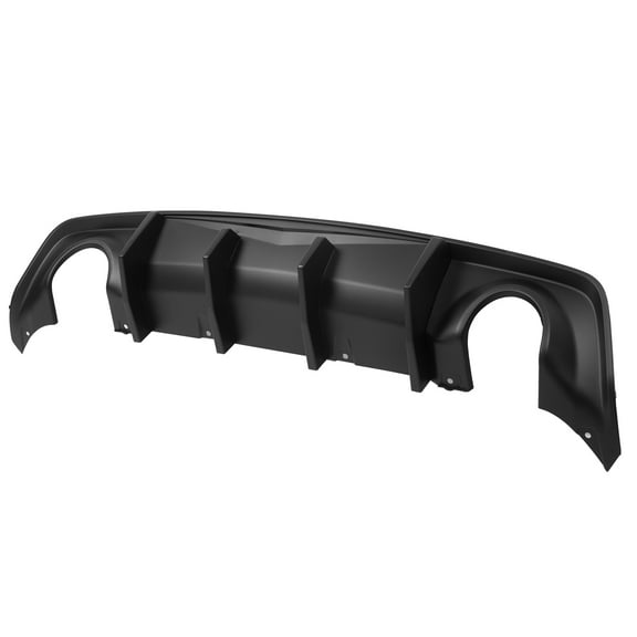 Ikon Motorsports Rear Diffuser Compatible with 20-23 Dodge Charger Widebody IKON V2 Style Matte Black PP Rear Bumper Diffuser Lip With 4 Shark Fins - 2PCS