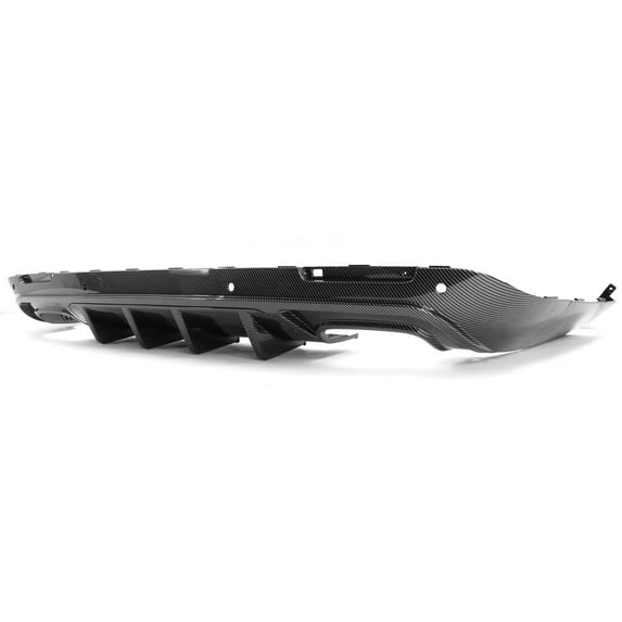 Ikon Motorsports Rear Diffuser Compatible With 2015-2023 Dodge Challenger IKON V3 Style Carbon Fiber Print PP Rear Bumper Lip Spoiler Diffuser Shark Fins, 2016 2017 2018 2019 2020 2021
