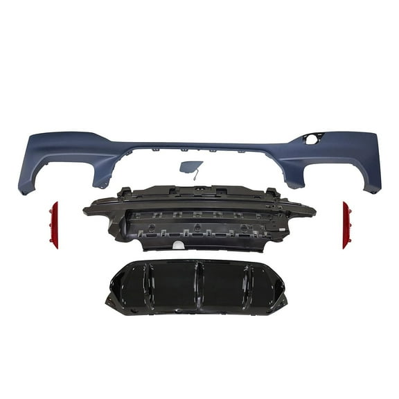 Ikon Motorsports Rear Diffuser Compatible With 2021-2023 BMW G30 G31 5-Series 530 540 with M Sport Bumper Unpainted Black M5 Style Rear Bumper Lip Diffuser