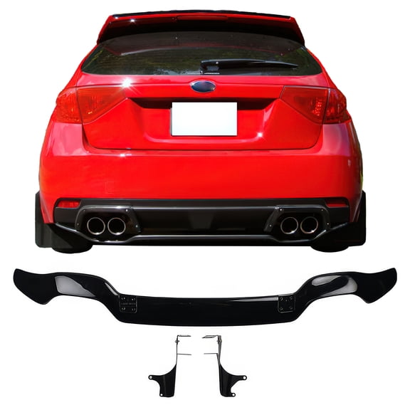 Ikon Motorsports Rear Diffuser Compatible with 2008-2014 Subaru Impreza WRX STI 5Dr STI Style Gloss Black ABS Rear Bumper Valance Spoiler Air Dam Chin Splitter Molding