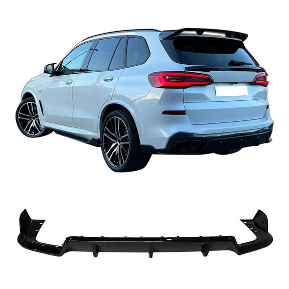 Ikon Motorsports Rear Diffuser Compatible with 2019-2025 BMW G05 X5 LCI M Sport Rear Bumper Lip Diffuser 3PC ABS - Gloss Black