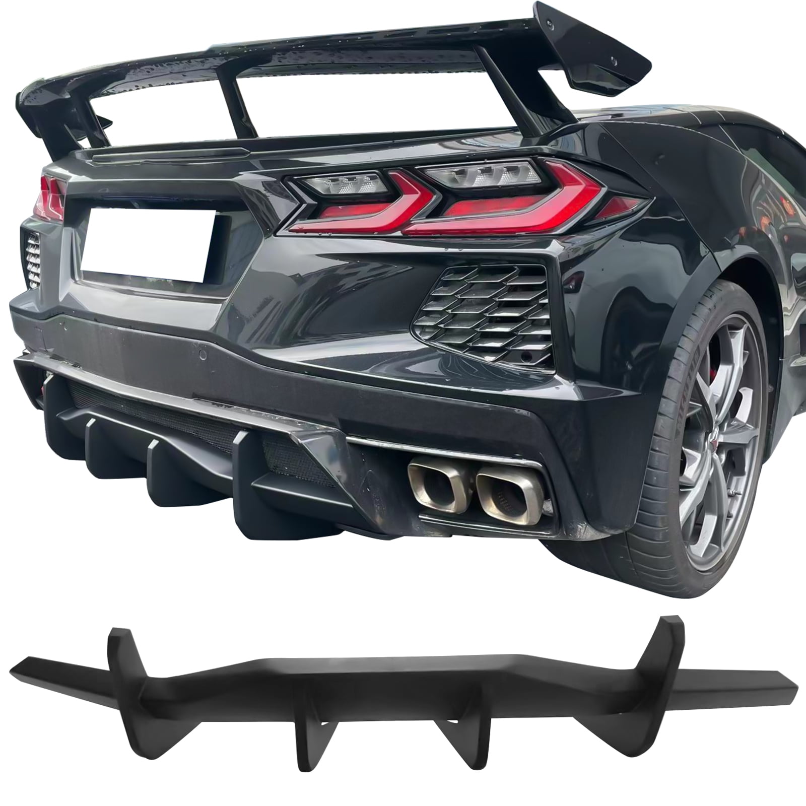 Super Sports Rear Diffuser Ikon Motorsports Rear Diffuser Compatible with 2020-2025 Chevy Corvette ...