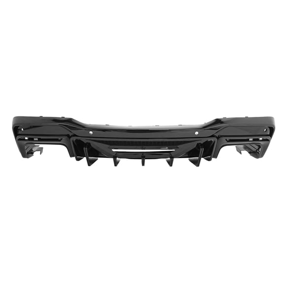 Ikon Motorsports Rear Diffuser, Compatible with 2024-2026 Ford Mustang Dark Horse, Speed Style Gloss Black PP Polypropylene Shark Fin Rear Bumper Valance Spoiler, Air Dam Chin Splitter Molding 1PC