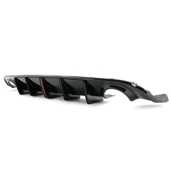 Ikon Motorsports Rear Diffuser With LED Light Compatible with 15-23 Dodge Charger IKON V3 Style Gloss Black PP Rear Bumper Diffuser Lip Shark Fins