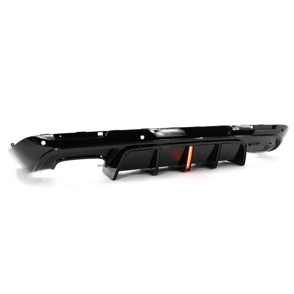 Ikon Motorsports Rear Diffuser w/ LED Compatible With 2015-2023 Dodge Challenger IKON V5 Style Gloss Black PP Rear Bumper Lip Spoiler Diffuser Shark Fins, 2016 2017 2018 2019 2020 2021