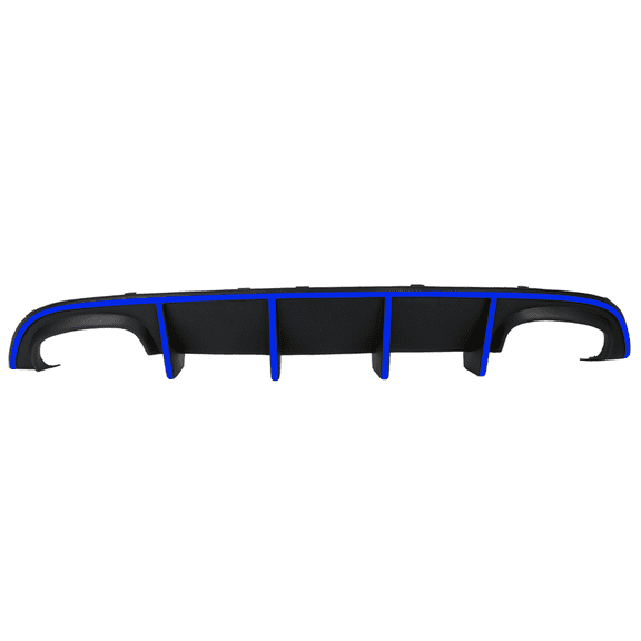 Ikon Motorsports Compatible with 15-23 Charger SRT Quad Exhaust Rear Diffuser with Blue Reflective Tape
