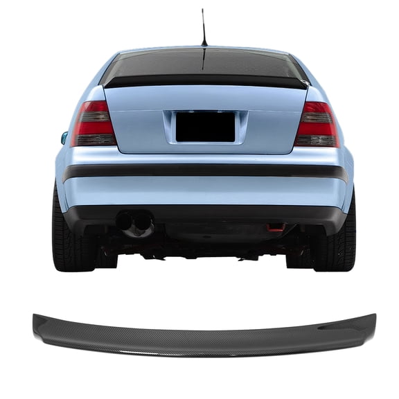 Ikon Motorsports Rear Duckbill Trunk Spoiler Wing Lip Fits 1999-2003 Volkswagen MK4 Jetta Sedan, ES Style ABS Carbon Fiber Print