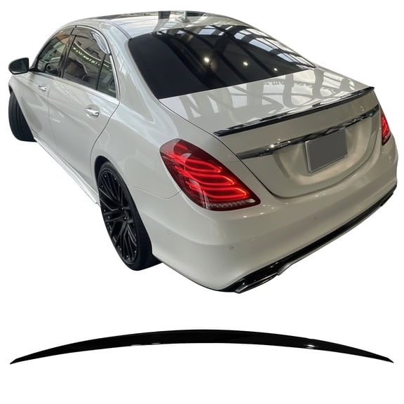 Ikon Motorsports Rear Trunk Boot Deck Lid Spoiler Wing Lip Auto Parts For 2014-2020 Mercedes-Benz W222 S-Class Sedan AMG Style Gloss Black ABS Plastic