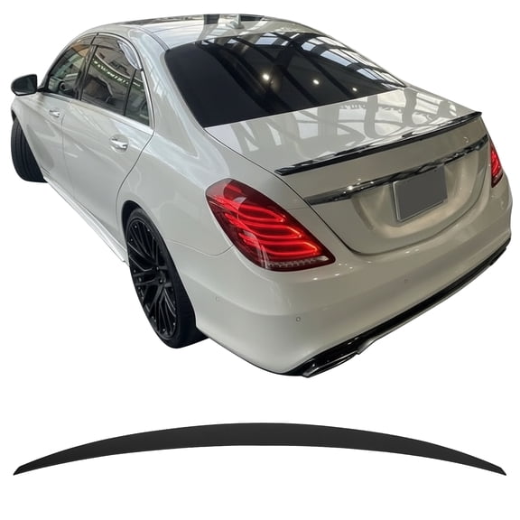 Ikon Motorsports Rear Trunk Boot Deck Lid Spoiler Wing Lip Auto Parts For 2014-2020 Mercedes-Benz W222 S-Class Sedan AMG Style Matte Black ABS Plastic