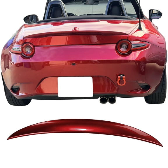 Ikon Motorsports Rear Trunk Boot Deck Lid Spoiler Wing Lip For 2016-2026 Mazda MX-5 & MX-5 Miata Performance Style ABS Painted #41V Soul Red Metallic