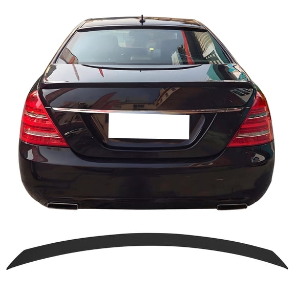 Ikon Motorsports Rear Trunk Boot Deck Lid Spoiler Wing Lip Exterior Auto Parts For 2007-2013 Mercedes-Benz W221 S-Class AMG Style Matte Black ABS