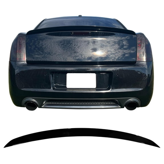 Ikon Motorsports Rear Trunk Boot Deck Lid Spoiler Wing Lip Exterior Auto Parts For 2011-2023 Chrysler 300/300C Gloss Black ABS Plastic