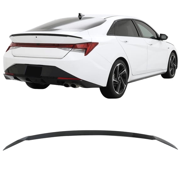 Ikon Motorsports Rear Trunk Spoiler Wing Fits 2021-2026 Hyundai Elantra, N Line Style Gloss Black ABS