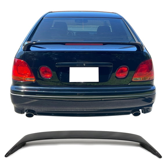 Ikon Motorsports Rear Trunk Spoiler Wing Lip W/LED Brake Light For 1998-2005 Lexus GS300 GS400 GS430 & 2001-2005 IS300 Sedan Gloss Black ABS