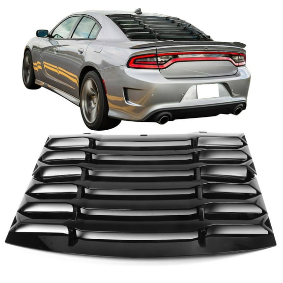Ikon Motorsports Rear Window Louver Compatible With Fits 11-23 Charger IKON Style Gloss Black Sun Shade Cover Windshield Vent 2011 2012 2013 2014 2015 2016 2017 2018 2019 2020