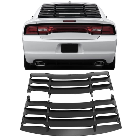 Ikon Motorsports Rear Window Louver for 2011-2023 Dodge Charger IKON Style Matte Black ABS Sun Shade Cover Windshield Vent