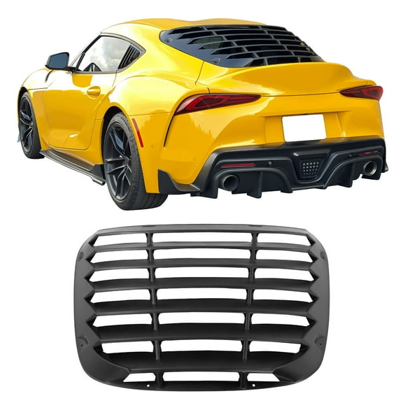 Ikon Motorsports Rear Window Louver Windshield Sun Shade Cover Bodykit Replacement Compatible With 2020-2025 Toyota GR Supra A90 A91 IKON Style PP Polypropylene Matte Black