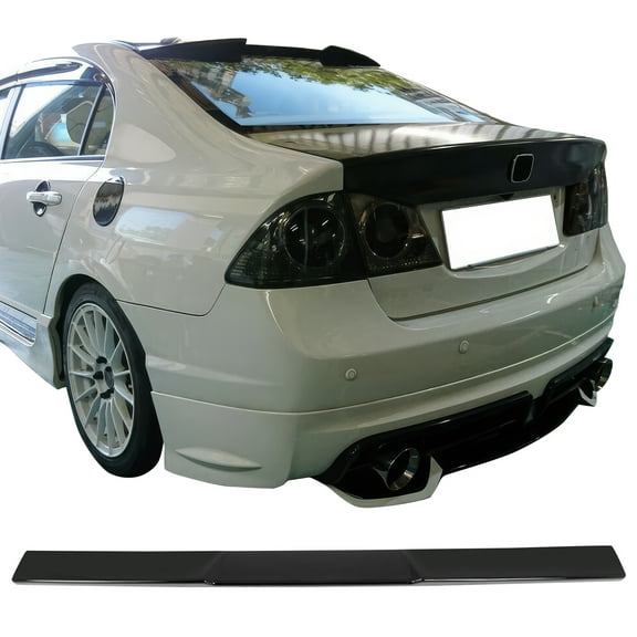 Ikon Motorsports Rear Window Roof Spoiler Compatible with 2006-2015 Honda Civic Sedan, V Style Gloss Black ABS Roofline Windshield Visor Spoiler Wing