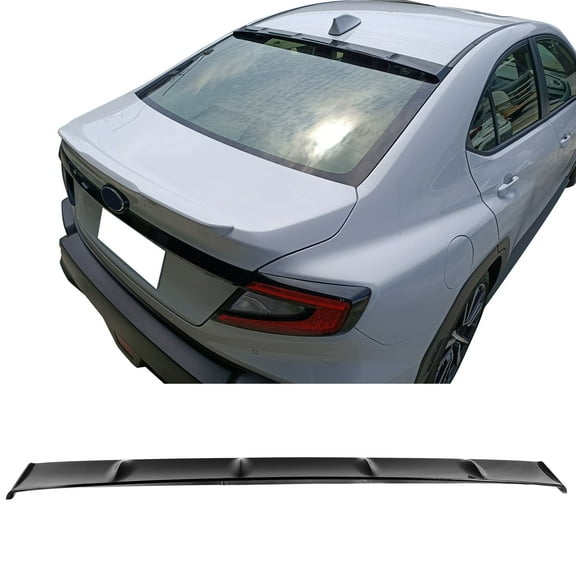 Ikon Motorsports Rear Window Roof Spoiler Compatible with 2022-2026 Subaru WRX All Models D Style Gloss Black ABS Plastic Acrylonitrile Butadiene Styrene Top Roofline Windshield Visor Spoiler Wing