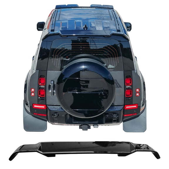 Ikon Motorsports Rear Window Roof Spoiler Fits2020-2026 Land Rover Defender 90 110 130 L663 V Style ABS Gloss Black Windshield Visor Spoiler Wing