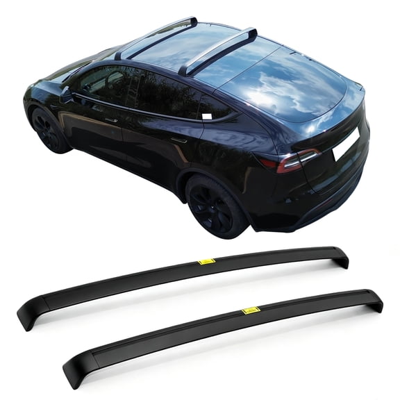 Ikon Motorsports Roof Rack Fits 2020-2026 Tesla Model Y 5 Seats, Black Cross Bar Cargo Carrier Aluminum Pair