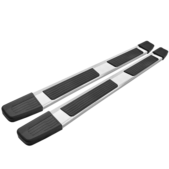 Ikon Motorsports Running Boards Compatible with 2019-2025 Chevy Silverado Sierra 1500 Crew Cab, OE S6 Style Side Step Bars Silver