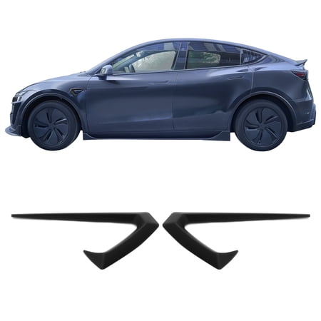 Ikon Motorsports Side Fender Trim Compatible with 2025-2026 Tesla Model Y Juniper, IKON Style Vent Molding Cover ABS Plastic Air Flow Intake Decor 2PC Matte Black Garnish Spoiler Fin