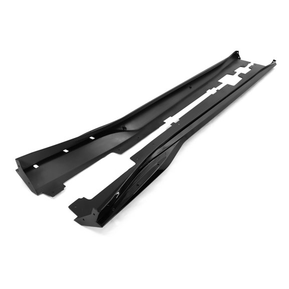 Ikon Motorsports Side Skirts Compatible With 2016-2024 Chevy Camaro, IKON V2 Style Gloss Black PP Side Skirt Moulding Rocker Panel Splitters