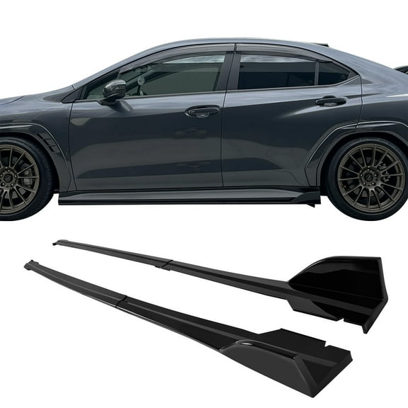 Ikon Motorsports Side Skirts Extention Compatible with 2022-2026 Subaru WRX D Style Gloss Black ABS Plastic Rocker Panel Winglet Splitter Side Underbody Spoiler 4PCS