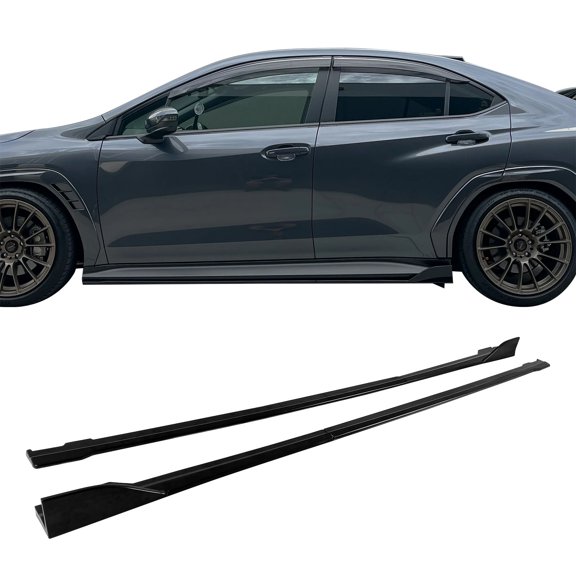 Ikon Motorsports Side Skirts Extention Compatible with 2022-2026 Subaru WRX D Style Matte Black ABS Plastic Rocker Panel Winglet Splitter Side Underbody Spoiler 4PCS