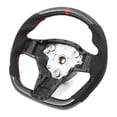 thumbnail image 1 of Ikon Motorsports Steering Wheel Compatible with 17-23 Tesla Model 3 Y Carbon Fiber & Alcantara With Red Stitching & Stripe, 1 of 7