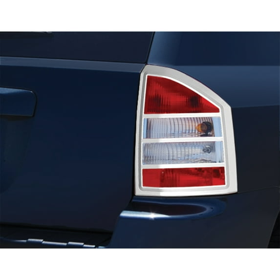 Ikon Motorsports Tail Light Bezel Compatible with 2007-2010 Jeep Compass Chrome ABS Rear Taillight Lamps Frame Cover Trim Accessories 2PCS
