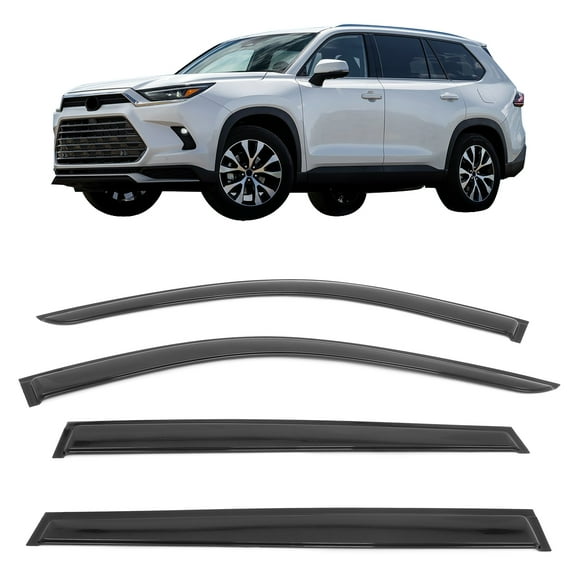 Ikon Motorsports Tape-On Window Visors Vent Wind Rain Sun Guards Deflectors For 2024-2025 Lexus TX350 TX500h TX550h+ & Toyota Grand Highlander, Smoke