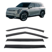 Ikon Motorsports Tape-On Window Visors Vent Wind Rain Sun Guards Deflectors For 2024-2026 Kia EV9, Acrylic Smoke/Tinted 4PCS