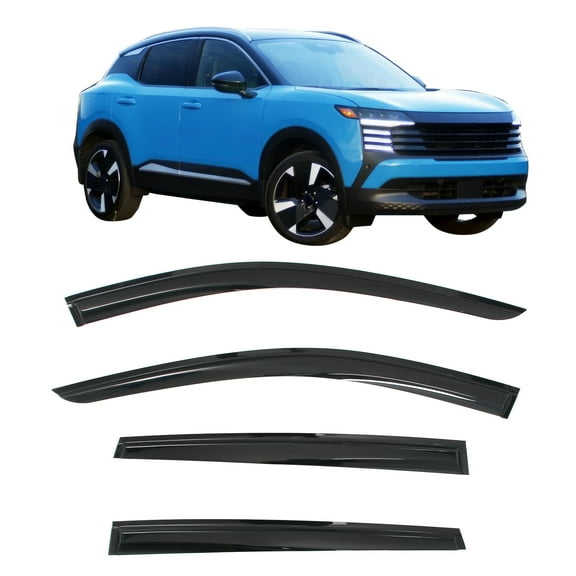 Ikon Motorsports Tape On Window Visors for 2025-2026 Nissan Kicks, Mugen Style Smoke Acrylic Deflector Rain Guard 4PCS