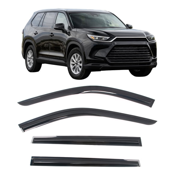 Ikon Motorsports Tape On Window Visors for 2024-2026 Lexus TX& Toyota Grand Highlander, Mugen Style Smoke Acrylic Deflector 4PCS