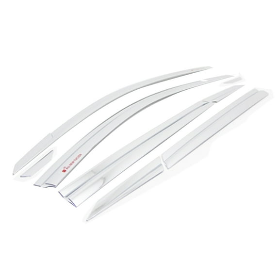 Ikon Motorsports Tape on Window Visors Compatible with 2016-2021 Hyundai Tucson ABS Chrome Rain Guards Side Window Wind Deflectors 8PCS