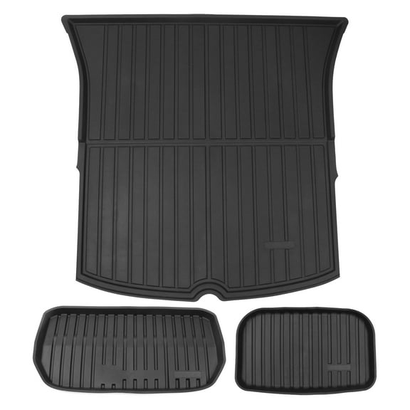 Ikon Motorsports Trunk Mats Cargo Liner for 2020-2025 Tesla Model Y, Black Injection TPE All Weather Waterproof Trunk Under Cargo Storage Liner Mat
