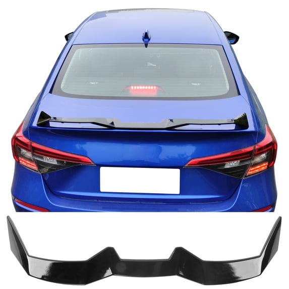 Ikon Motorsports Trunk Spoiler Fits 2022-2026 Honda Civic Sedan 4-Door, Seagull Style Gloss Black ABS Plastic Rear Tail Trunk Wing Spoiler Lip