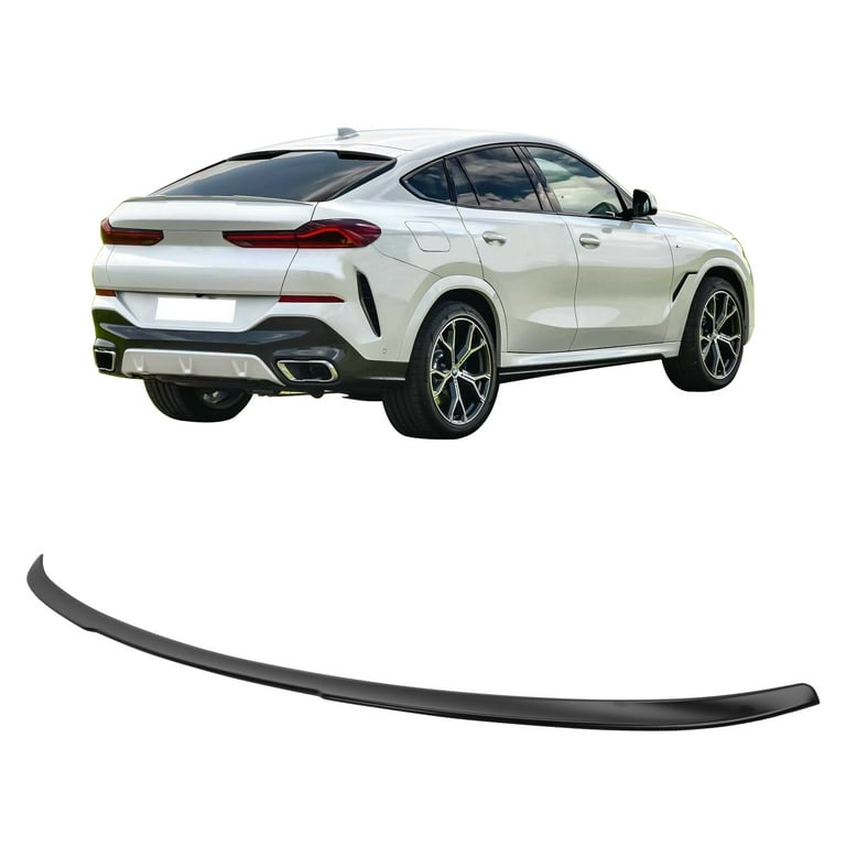 Ikon Motorsports Trunk Spoiler Compatible with 2019-2022 BMW G06 X6 Unpainted Black ABS Plastic P Style SUV Hatchback Rear Spoiler Wing
