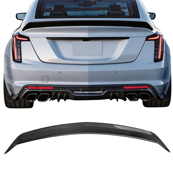 Ikon Motorsports Trunk Spoiler Compatible with2020-2026 Cadillac CT5,V Blackwing Style Gloss Black ABS PlasticRear Trunk Lid Spoiler Wing Lip