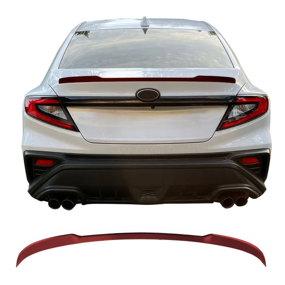 Ikon Motorsports Trunk Spoiler Compatible with 2022-2026 Subaru WRX, D Style Painted #DCK Ignition Red ABS Plastic Rear Trunk Lid Spoiler Wing Lip