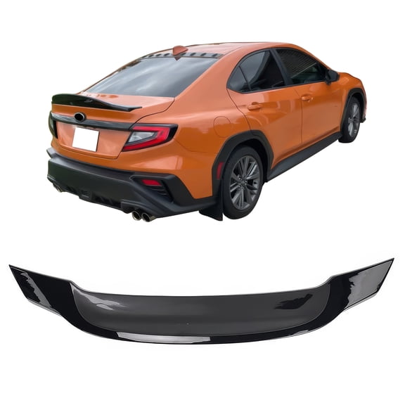 Ikon Motorsports Trunk Spoiler Compatible with 2022-2026 Subaru WRX, R Style Gloss Black ABS Plastic Rear Trunk Lid Spoiler Wing Lip