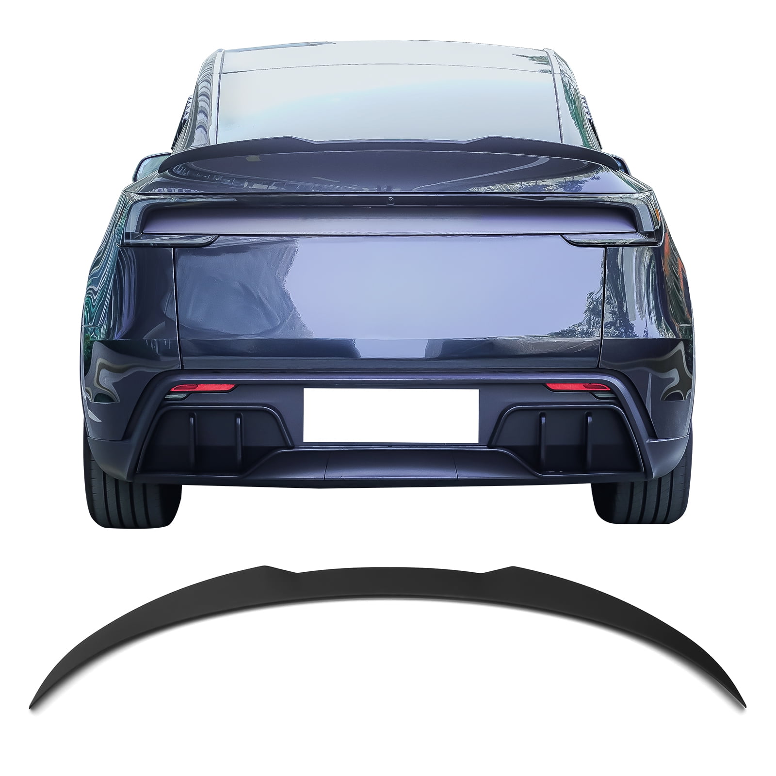 Ikon Motorsports Trunk Spoiler Compatible with 2025-2026 Tesla Model Y Juniper, IKON Style Matte Black ABS Plastic Rear Trunk Lid Spoiler Wing Lip