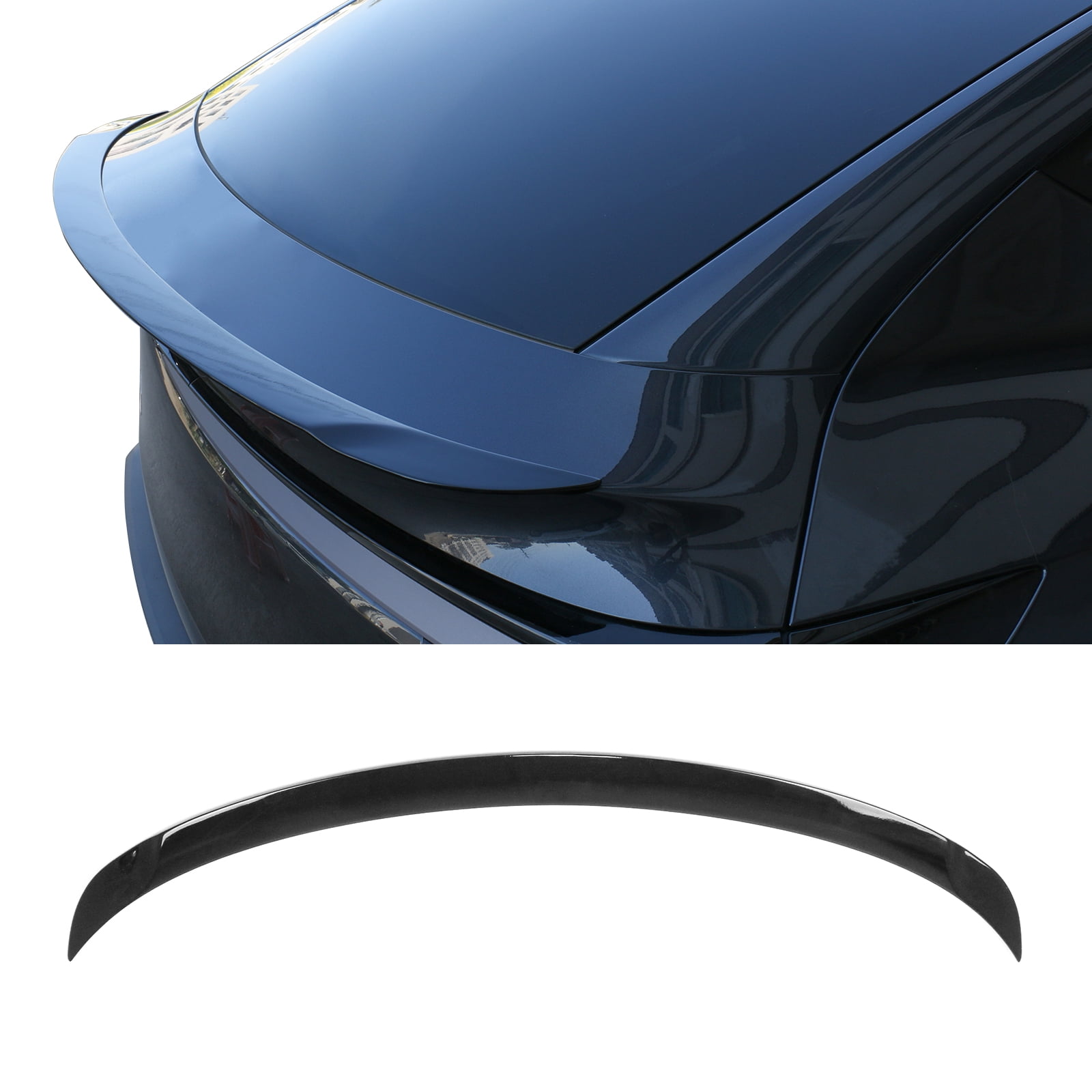 Ikon Motorsports Trunk Spoiler Compatible with 2026 Tesla Model Y Juniper, P Style Gloss Black ABS Plastic Add-on Rear Trunk Lid Spoiler Wing Lip
