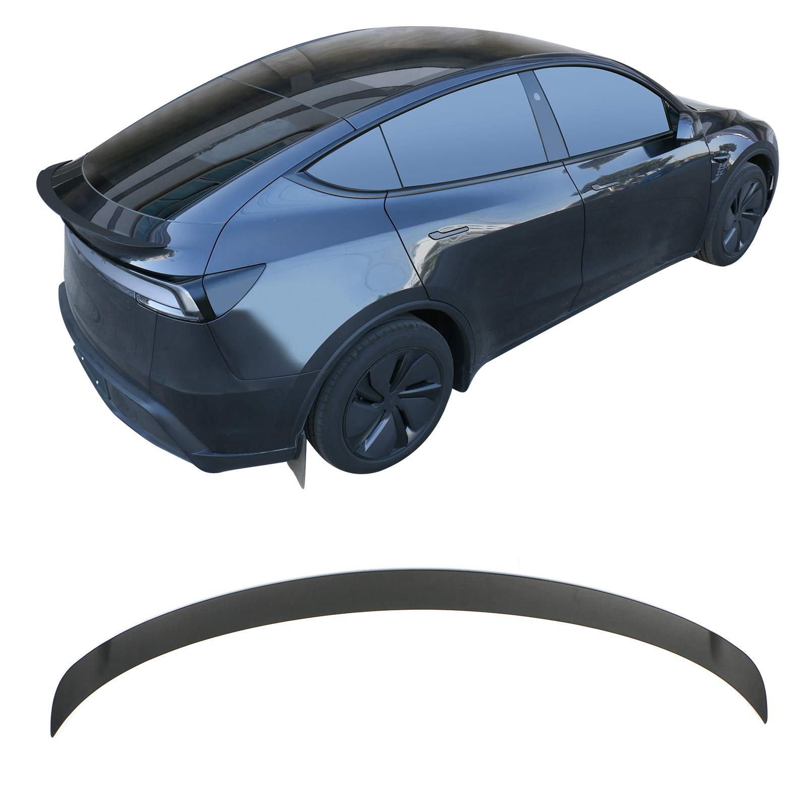 Ikon Motorsports Trunk Spoiler Compatible with 2026 Tesla Model Y Juniper, P Style Matte Black ABS Plastic Add-on Rear Trunk Lid Spoiler Wing Lip
