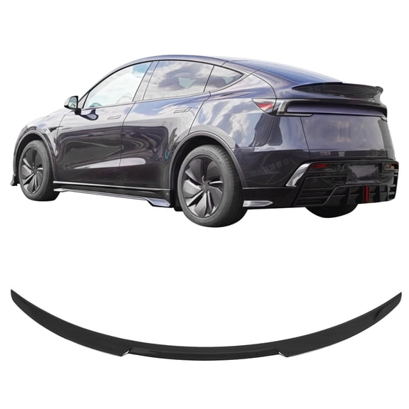 Ikon Motorsports Trunk Spoiler Compatible with 2026 Tesla Model Y Juniper, V Style Gloss Black ABS Plastic Add-on Rear Trunk Lid Spoiler Wing Lip