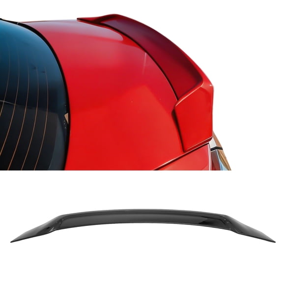 Ikon Motorsports Trunk Spoiler Fits 2008-2017 Mitsubishi Lancer Sedan 4-Door (EVO X),R Style Gloss Black ABS PlasticRear Trunk Lid Spoiler Wing Lip